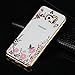 Galaxy S6 Edge Plus Case,Pink Butterfly Floral Flower Bling Crystal Rhinestone Diamonds Clear Rubber Golden Plating Frame Soft TPU Protective Bumper Case Cover for Samsung Galaxy S6 Edge Plus