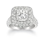 18k White Gold Princess Cut Diamond Ring (2.51 ct., F Color, SI1 Clarity Center; 4 cttw), Size 7