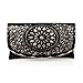 BMC Dual Color Faux Leather Decorative Cut Out Print Design Large Fashion Clutch