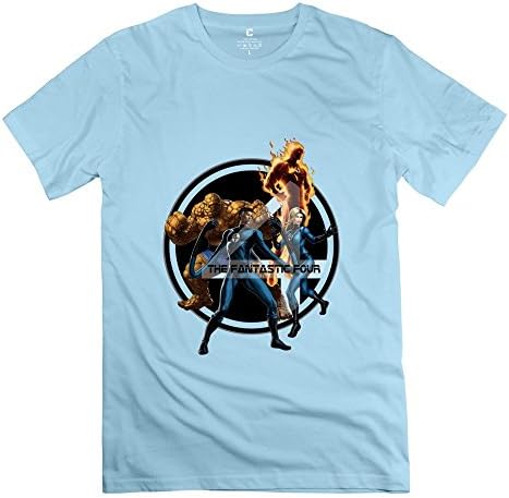 Mens Printed Organic Cotton T-shirt/The Fantastic Four SkyBlue