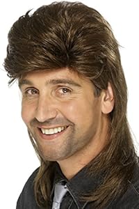 Smiffy's Men's Mullet Wig, Brown, One Size