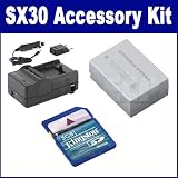 Canon PowerShot SX30 IS Digital Camera Accessory Kit includes: SDNB7L Battery, SDM-198 Charger, KSD2GB Memory Card