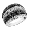14K White Gold Black and White Diamond Ring
