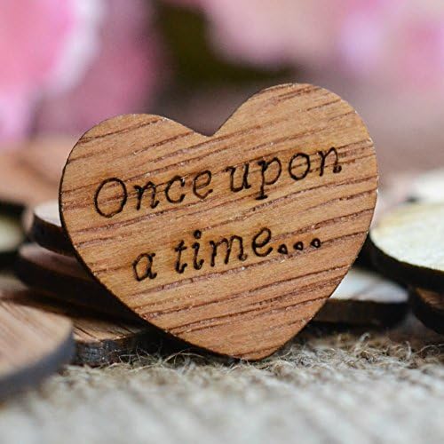 Once Upon a Time... Wood Heart Confetti 1" - Rustic Wedding Decor