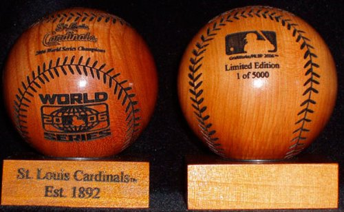 St. Louis Cardinals 2006 World Series Champions Laser Engraved Wood Baseball