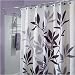 Black and Gray Leaves Fabric Shower Curtain