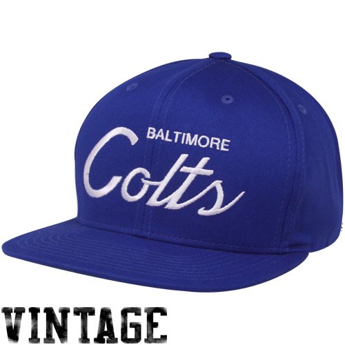 Mitchell & Ness Baltimore Colts Royal Blue Solid Script Snapback Adjustable Hat
