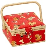 Sewing Box Teddy Bears on Red (S) With Free Sewing Kit