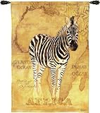 Review ArtExpression  / African Voyage II - Artist: Gosia Gajewska - Fabric Size: 38.00 by 53.00 inches Wall Tapestry with hanging rods and tassels included