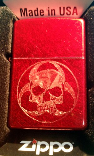 Zippo Custom Lighter - Biohazzard Death Anti Vampire Zombie Skull Logo Red Candy Apple Rare!