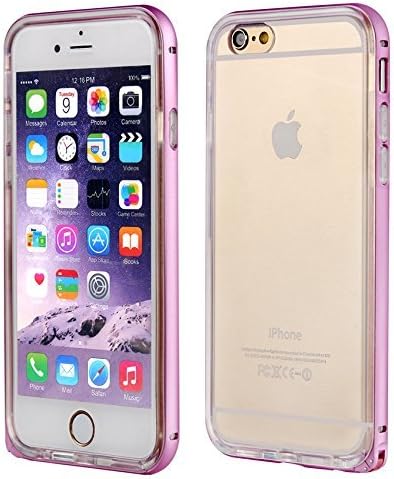 Cool Idea Iphone 6 /6s Case, Dual Layer Shockproof Case , TPU Transparent Clear Back Cover with Aluminum Metal Frame for Iphone 6/6s (Rose Red)