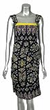 Nicole Miller Womens Black  Yellow Pattern Ruche Dress Misses 8