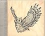 Owl in Flight Rubber Stamp - Wood Mounted