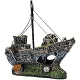 LIAMTU Resin Fishing Boat Aquarium Ornament Plastic Decoration Plant for Fish Tank Accessories
