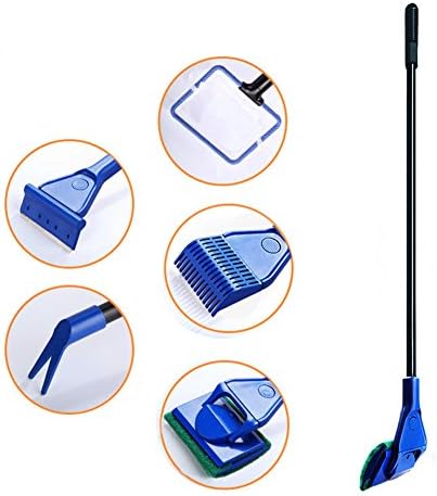 5 in 1 Aquarium Tank Clean Set Fish Net Gravel Rake Algae Scraper Fork Sponge Brush Glass Cleaning Tools Aquarium Cleaner