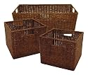 Winsome Wood Leo Storage Baskets, Set of 3, Espresso