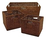 Winsome Wood Leo Storage Baskets, Set of 3, Espresso