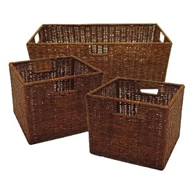 Winsome Wood Storage Basket, Espresso