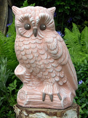 Tierfigur Steinfigur grosse Eule terracotta