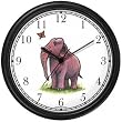 Elephant & Butterfly Cartoon - JP Animal Wall Clock by WatchBuddy Timepieces (Black Frame)