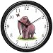 Elephant & Butterfly Cartoon - JP Animal Wall Clock by WatchBuddy Timepieces (Black Frame)
