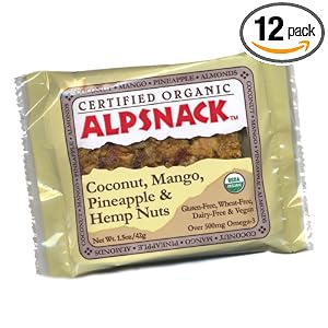 Alpsnack Coconut, Mango, Pineapple and Hemp Nuts, 1.5-Ounce Bars (Pack of 12) by Alpsnack