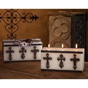 Pack of 2 Gothic Cross 3-Wick Warm Amber Scented Brick Candles