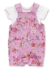2 Piece Pure Cotton Floral Bibshort Dungaree Outfit