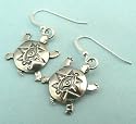 Tribal Sea Turtles Sterling Silver Sea Turtles Earrings Ocean Ear Rings Turtle Scuba Dive Diving Diver Swim Swimming Swimmer Womens Woman Girl Girls Jewelry