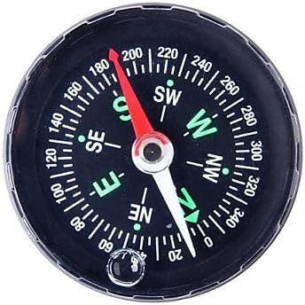 20mm Outdoor Survival Mini Compass with PU Leather Watch Attachment Design - Black (5PCS) , Black