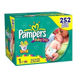 Pampers Baby Dry Diapers, Size 1, 252-Count