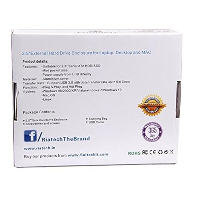 RiaTech Ultra Slim USB 3.0 to 2.5-Inch SATA External Aluminium Hard Drive FlowerPrint Enclosure Case for 7mm &amp;...