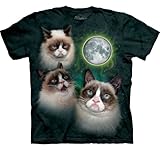 UPC 885361000216 product image for The Mountain Men's Three Grumpy Cat Moon T-Shirt, Green, Small | upcitemdb.com