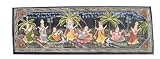 Art Silk Hand Painted Folk Painting - God Of Love Dancing Dandiya Raas With Gopis