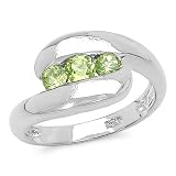 0.50 Carat Genuine Peridot Rounds Silver Ring