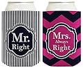 Wedding Coolie Mr and Mrs Right Multi Pack Can Coolie Drink Coolers Coolies