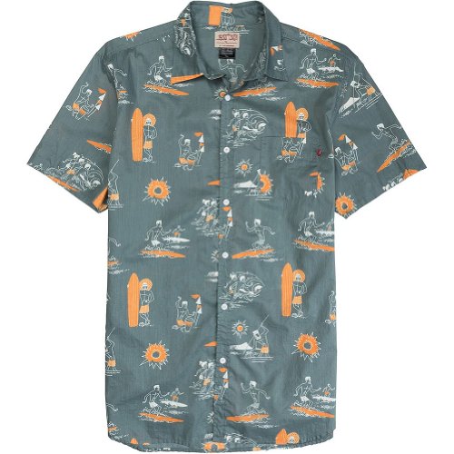 Lost Beatnik Beach Woven Men's Short-Sleeve Fashion T-Shirt/Tee - Orange / Medium On Sale