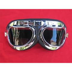 Motorradbrille Chromfarben Oldtimer Pilotenbrille im Nostalgie Look - get�ntes Glas Smoke