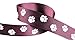 HipGirl Brand Printed Grosgrain Ribbon, 5 -Yard 7/8-Inch School Paw Prints, Maroon/White