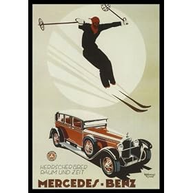 ALEMANIA PLACER SKI JUMPING MERCEDES BENZ hielo invernal SPORT VINTAGE POSTER REPRO