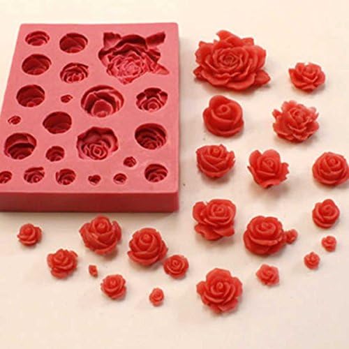 Rose 1pcs with 21pcs Cake Decorating Fondant Silicone Mold Sugar Craft Mold Mini Mold