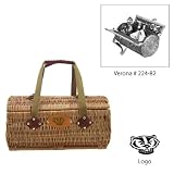 Wisconsin Badgers NCAA "Verona" Two-Lid Willow Basket (Burgundy) (Engraved Logo)
