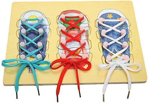 Little Smartie TM I Can Tie My Shoes Wooden Board, Learn How to Tie Shoelaces Toy