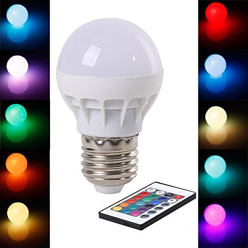 3W E27 Bulb with Remote Control,Honeyall 16 Color Changing RBG LED Bulb Night Light 150LM for Party Festival,4 Lighting Mode:Flash, Strong, Fade and Smooth