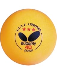 Butterfly B3Y640C ITTF Approved 3-Star 40mm Table Tennis Balls (6-Pack, Orange)