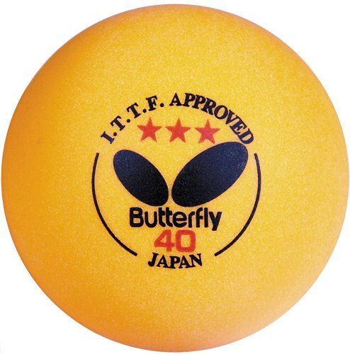 Butterfly B3Y340 ITTF Approved 3-Star 40mm Table Tennis Balls (3-Pack, Orange)