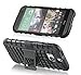 HTC One M9 Case, Black Heavy Duty Impact Armor Hard Cover Case with Soft Protector Skin and Kickstand For HTC One M9