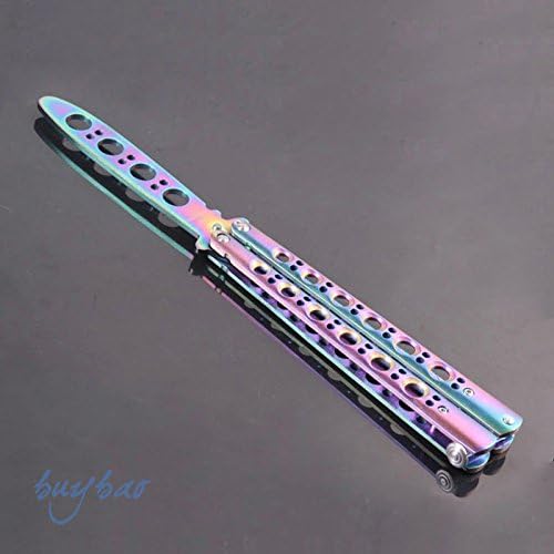 1X Rainbow Practice BALISONG METAL BUTTERFLY Outdoor Sport Trainer Knife Sheath