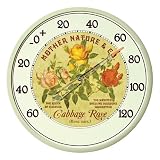 Chaney Instrument 12.5 Inch Indoor/Outdoor Thermometer, Cabbage Rose Design