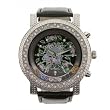 Rebel Tattoo Style Large Watch with Black Leather Band